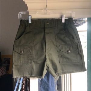 Vintage Army Green High Waisted Shorts